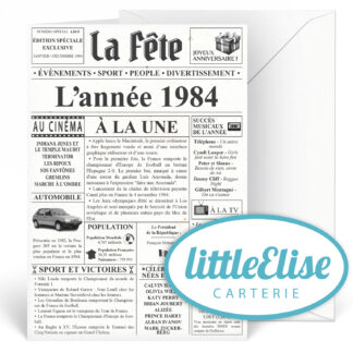 Carte 40 ans - Carte anniversaire 40 ans Année de naissance 1984